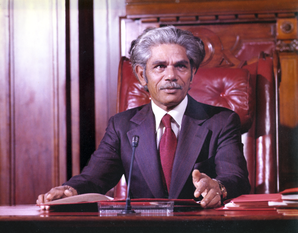 Senator Neville Bonner presiding over the Senate, 1975.
MoAD Collection Nevill Bonner