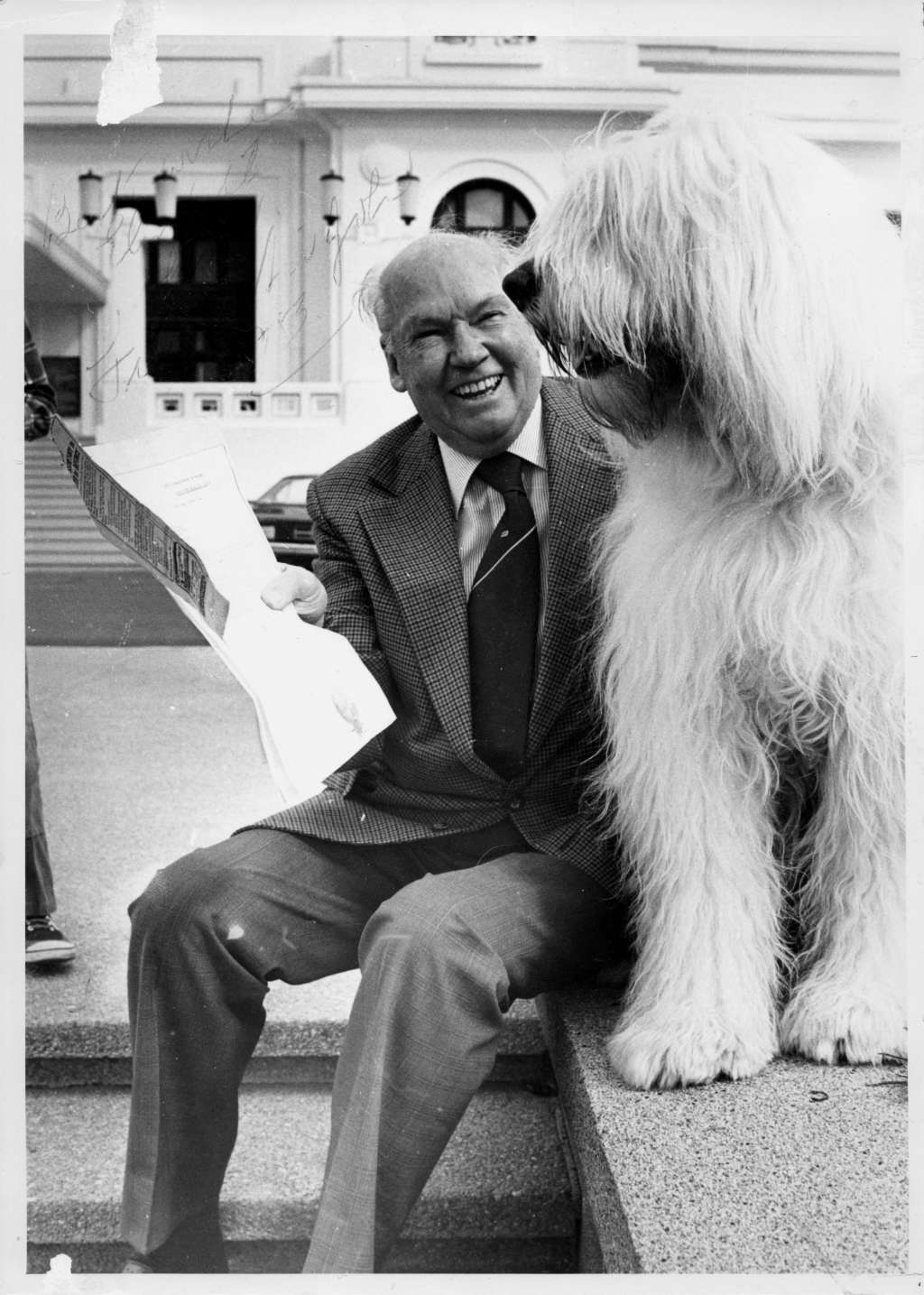 Sir John the sheep dog with his owner Sir John the sheep dog with his owner