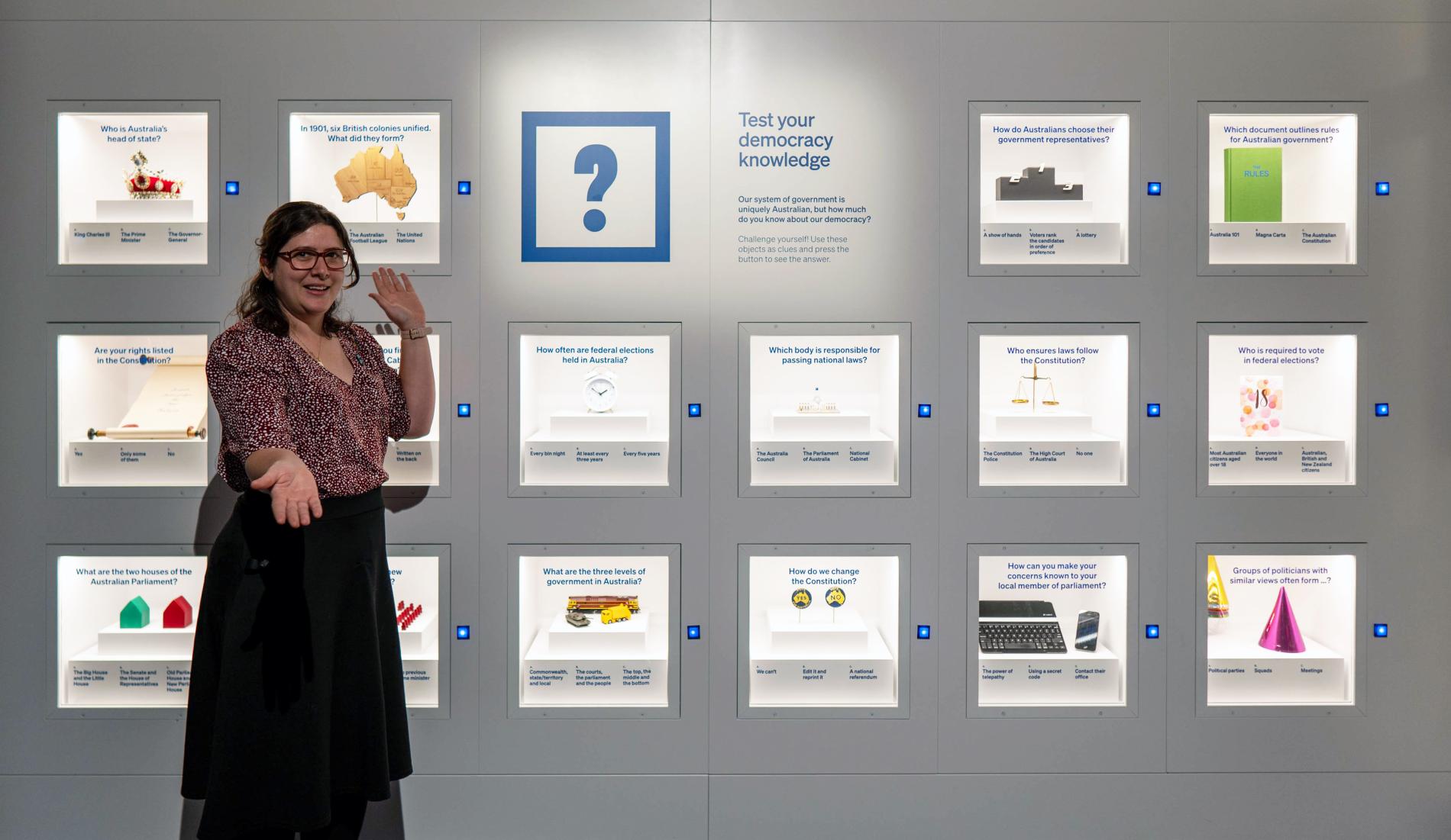 A person presents in an exhibition