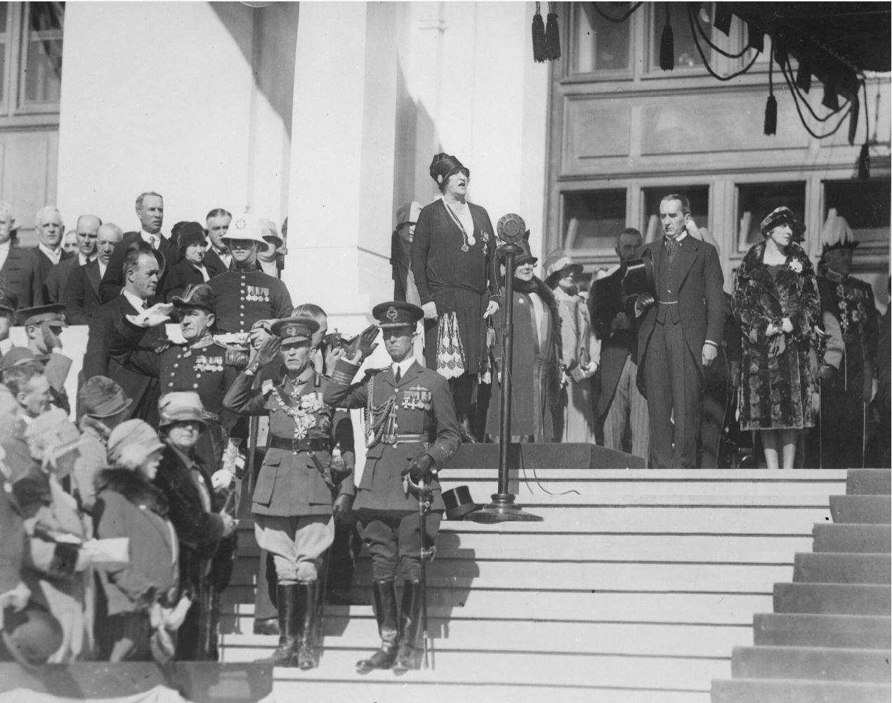 Dame Nellie Melba singing God Save the King at the Parliament House opening ceremony, Dame Nellie Melba singing God Save the King at the Parliament House opening ceremony,