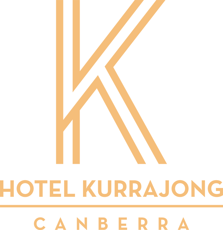 Logo with the letter K featured and the words Hotel Kurrajong Canberra underneath it. 