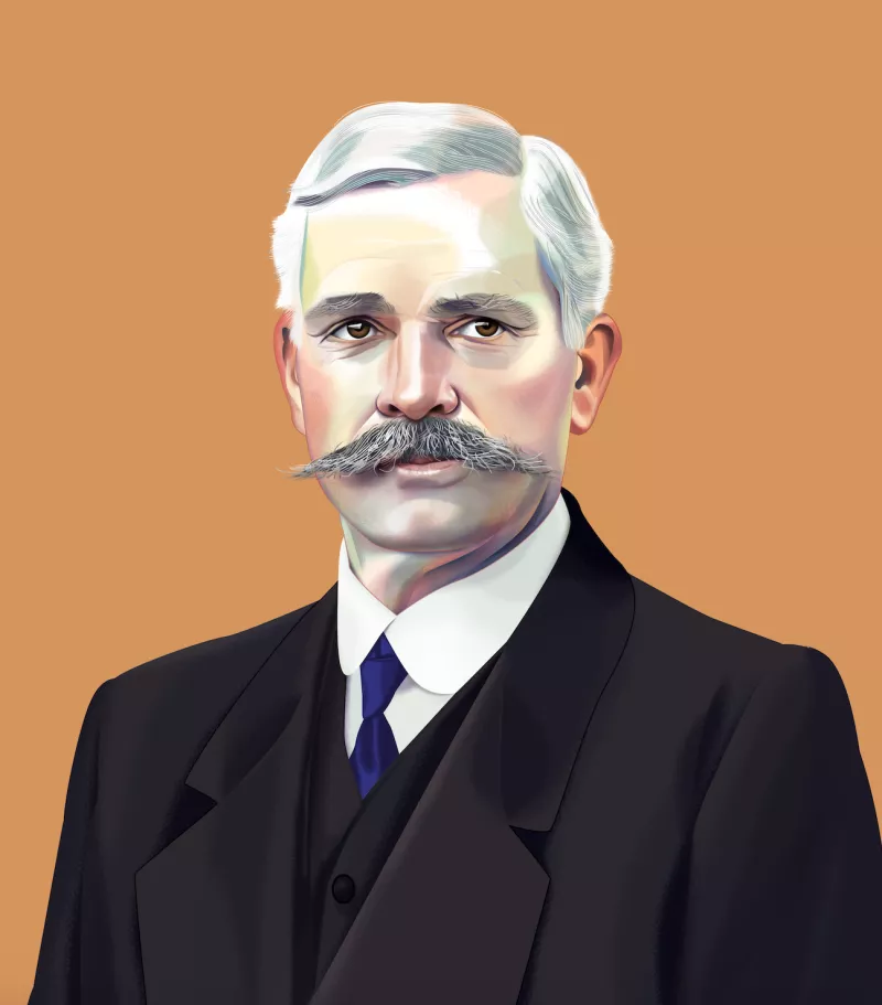 Nigel Buchanan's portrait of Andrew Fisher. Nigel Buchanan's portrait of Andrew Fisher.