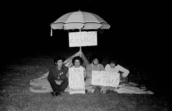 The establishment of the Aboriginal Tent Embassy on Australia Day in 1972 The establishment of the Aboriginal Tent Embassy on Australia Day in 1972