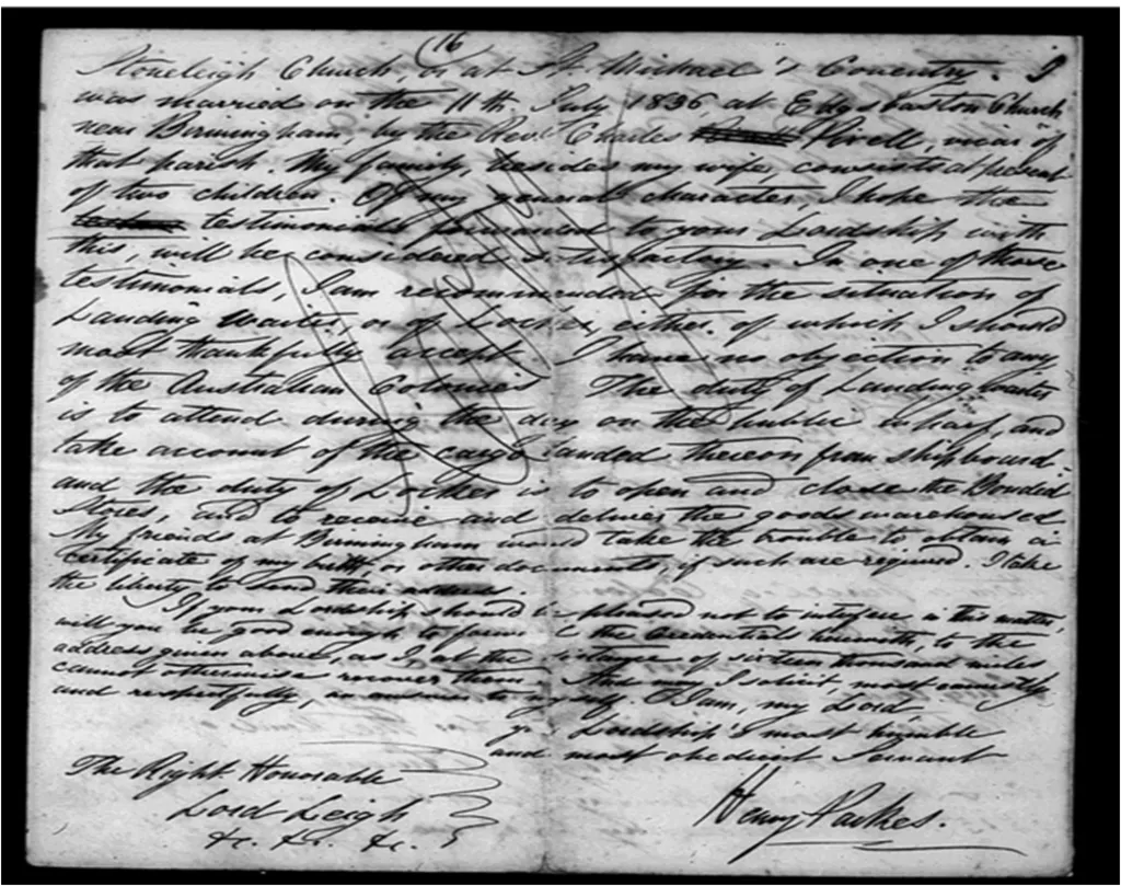 Letter written by Henry Parkes Letter written by Henry Parkes