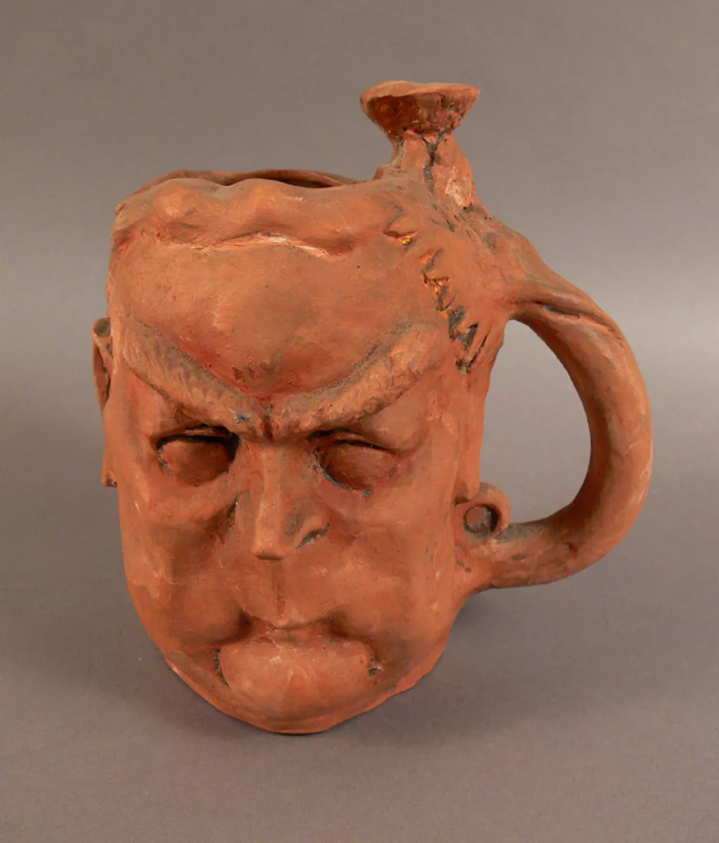 Jug sculpted in the shape of Robert Menzies by John Frith. Jug sculpted in the shape of Robert Menzies by John Frith.