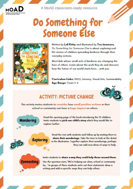The first page of the Do Something for Someone Else activity sheet. 