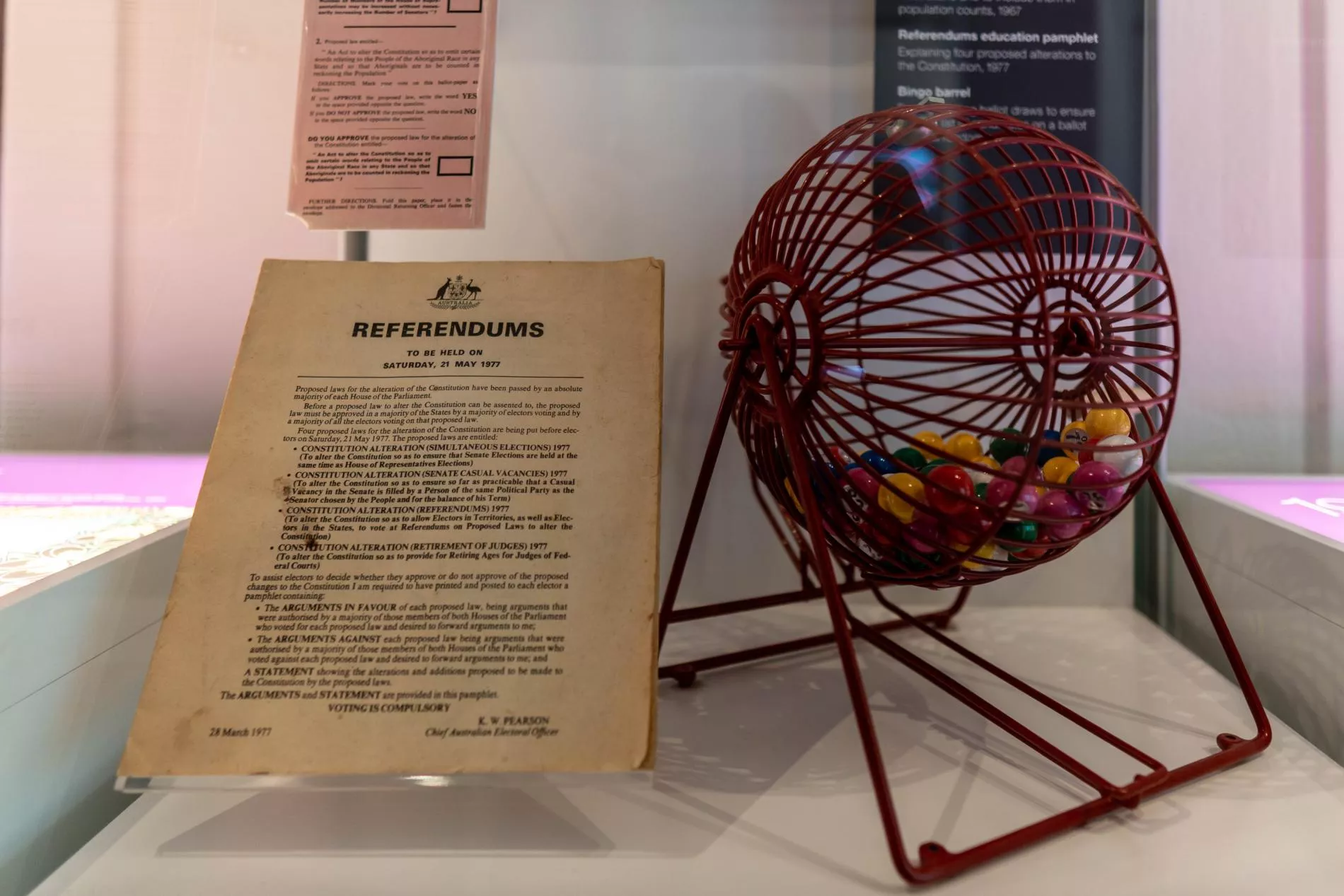 A referendum sheet next to a bingo roller A referendum sheet next to a bingo roller