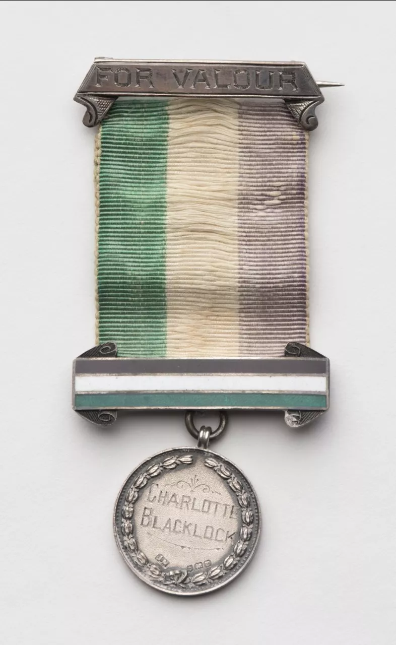 Photograph of a medallion labled "Charlotte Blacklock" Photograph of a medallion labled "Charlotte Blacklock"
