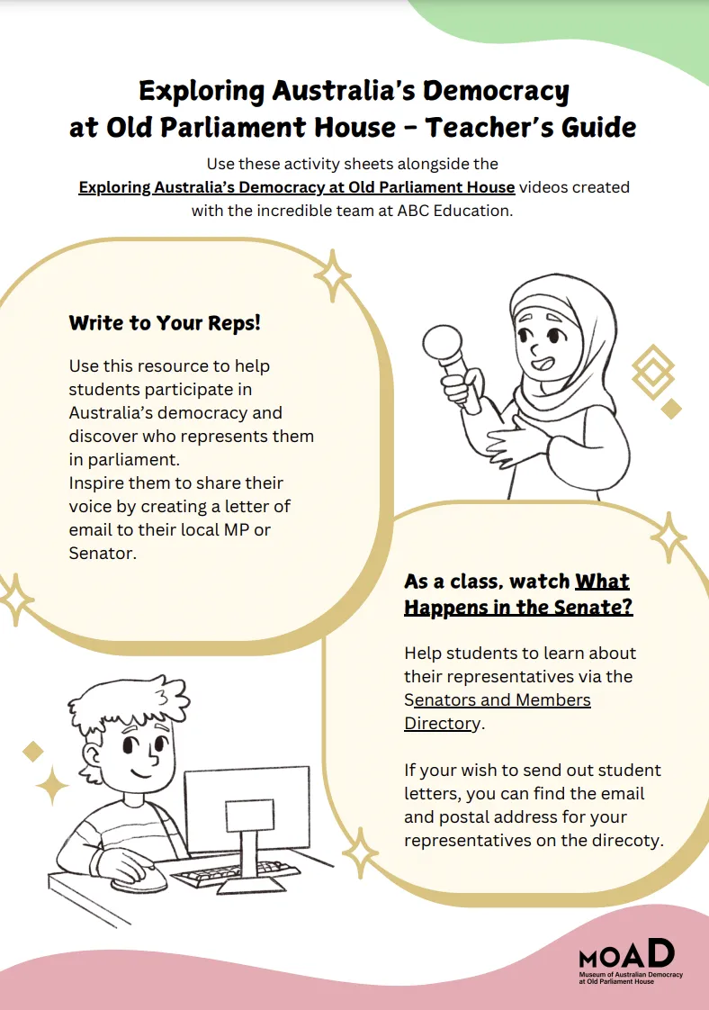 Preview of a student activity sheet on exploring Australia's democracy.