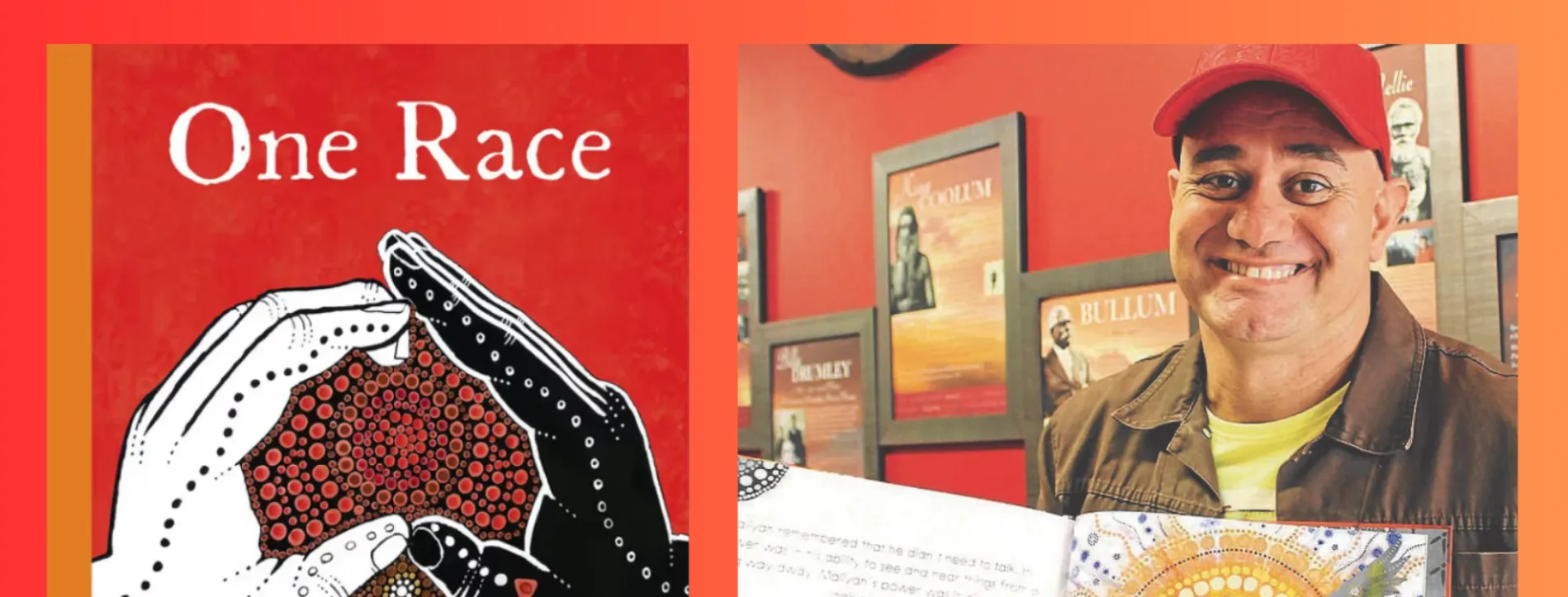 Gregg Dreise standing with his book "One Race"