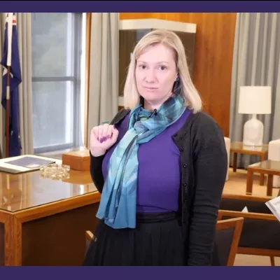 A women stands in the recreated Australian prime minister's office at Old Parliament House. A women stands in the recreated Australian prime minister's office at Old Parliament House.