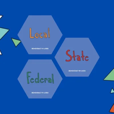 Graphic with three hexagonal tiles featuring the words 'Local', 'State', and 'Federal'.